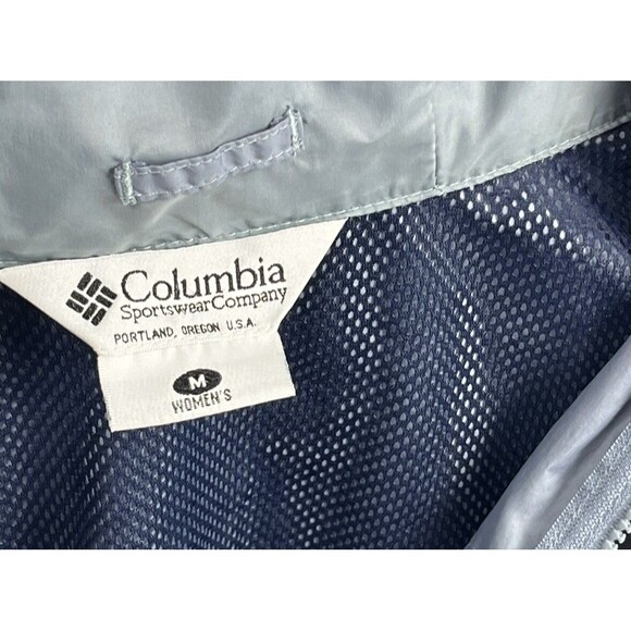 Columbia Vintage 90s Windbreaker Blue Hood Jacket Vent Packable Medium Retro Y2K - Picture 4 of 4